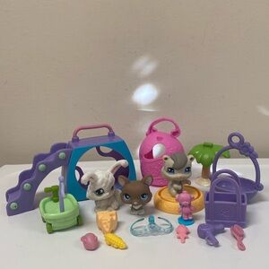 Littlest Pet Shop #515 Cuddliest Bunny Corgi Dog with RARE SUN EYES & Squirrel